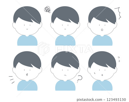 一組簡單的男性面部表情 一組簡單的男性面部表情 123493130