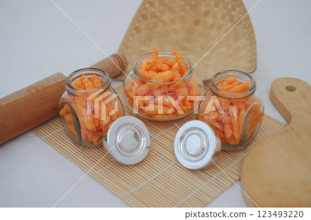 Tasty Snacks in Glass Jars with Elegance 123493220