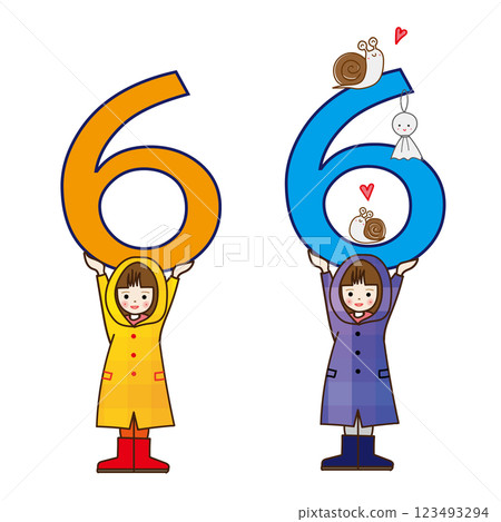 June material: A girl lifting the number 6 123493294