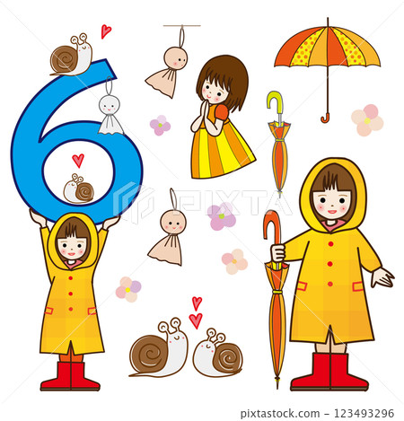 六月材料六月材料和女孩套裝 123493296