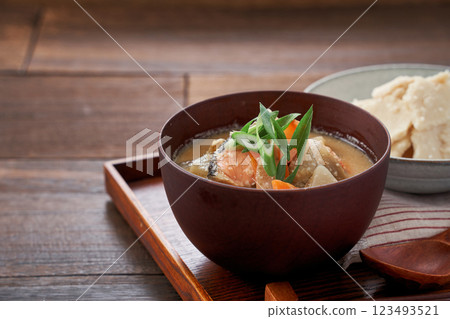 Kasu-jiru - a traditional Japanese soup made with sake lees 123493521