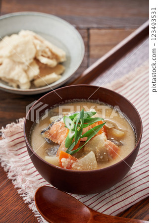 Kasu-jiru - a traditional Japanese soup made with sake lees Kasu-jiru - a traditional Japanese soup made with sake lees 123493531