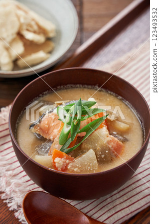 Kasu-jiru - a traditional Japanese soup made with sake lees Kasu-jiru - a traditional Japanese soup made with sake lees 123493532