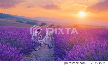 Lavender fields and bicycles in the highlands 123493594