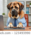 Business One is worried about the backlog of work. He wants to eat dinner quickly. 123493990