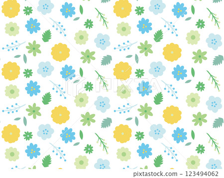 Blue and yellow flower pattern illustration 123494062