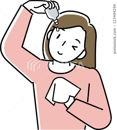 Upper body of a woman applying eye drops Upper body of a woman applying eye drops 123494294