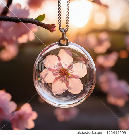 Cherry Blossom Glass Pendant – Ephemeral and Beautiful Jewelry 123494309