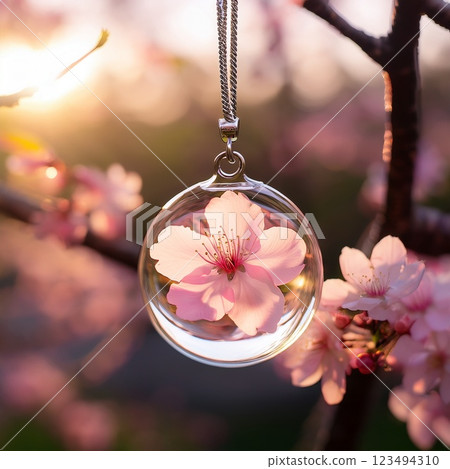 Cherry Blossom Glass Pendant – Ephemeral and Beautiful Jewelry 123494310