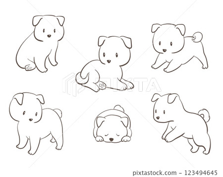 Cute shiba inu illustration set 123494645