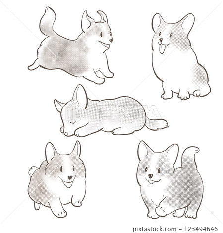 可愛的柯基犬插圖集 123494646