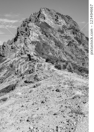 攀登日本百座名山,八岳:從地藏菩薩的頭部俯瞰橫岳三座山峰,用於報紙廣告 攀登日本百座名山,八岳:從地藏菩薩的頭部俯瞰橫岳三座山峰,用於報紙廣告 123494667