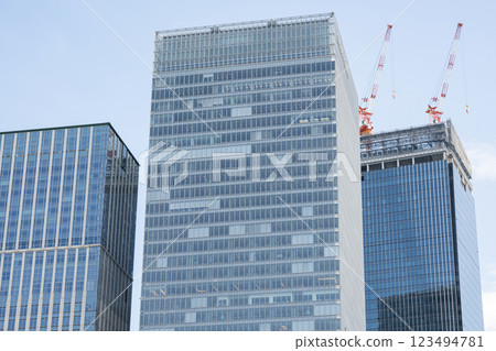 摩天大樓和塔吊林立的城市景觀 123494781