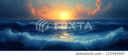 Sunset and sea 123494947