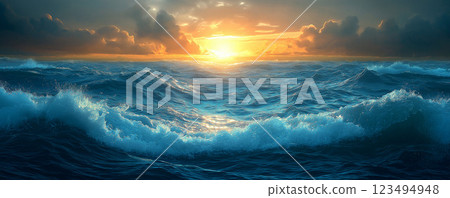 Sunset and sea 123494948