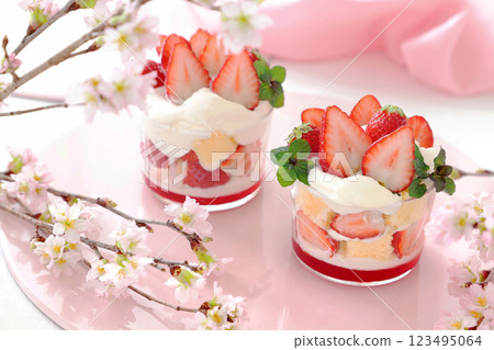 Strawberry Trifle - Cherry Blossom Viewing Sweets Strawberry Trifle - Cherry Blossom Viewing Sweets 123495064