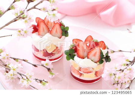 Strawberry Trifle - Cherry Blossom Viewing Sweets 123495065