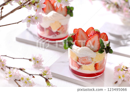 Strawberry Trifle - Cherry Blossom Viewing Sweets Strawberry Trifle - Cherry Blossom Viewing Sweets 123495066