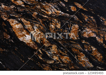 Black Magma granite texture, awesome background in natural tone. 123495493