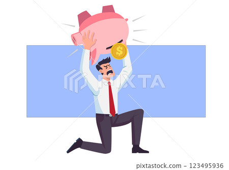 Flat illustration of a businessman who has no more investment money. 123495936