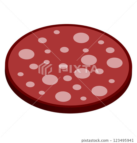 Rich Red Salami Slice Tasty Pattern in Bold 3D Design 123495941