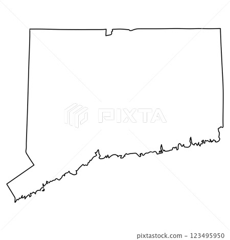 Sleek Connecticut Outline Minimalist State Map in Black Silhouette 123495950
