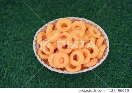 Delicious Crunchy Cheese Rings Snack Delicious Crunchy Cheese Rings Snack 123496029