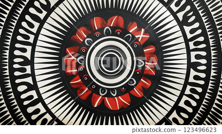 Beautiful Islamic Pattern Background A Traditional Design with Concentric Circles and Radiating Lines for Cultural and Artistic Appeal 123496623