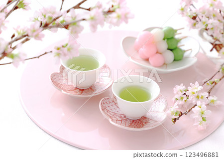 茶和三色餃子、櫻花 123496881