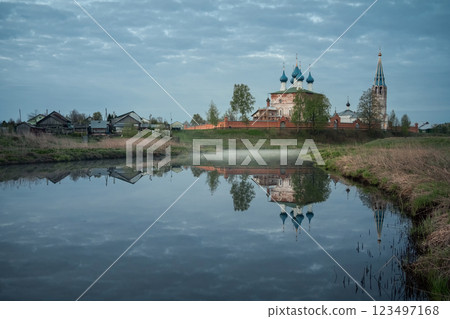 landscape overlooking the ancient monastery in early morning 123497168