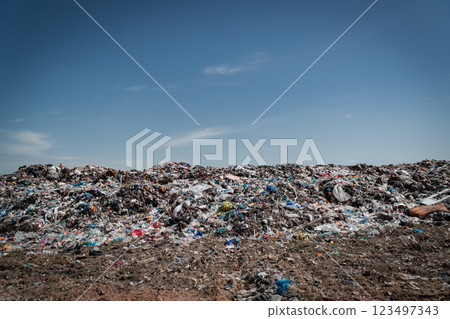An open-air landfill. City landfill. Garbage recycling concept An open-air landfill. City landfill. Garbage recycling concept 123497343