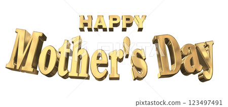 3DCG characters "Happy Mother's Day" gold 3DCG characters "Happy Mother's Day" gold 123497491