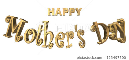 3DCG人物「母親節快樂」金色 123497500