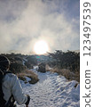 穿過雪地，向太陽前進 123497539