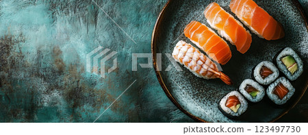 Assorted Sushi Platter Close-Up 123497730