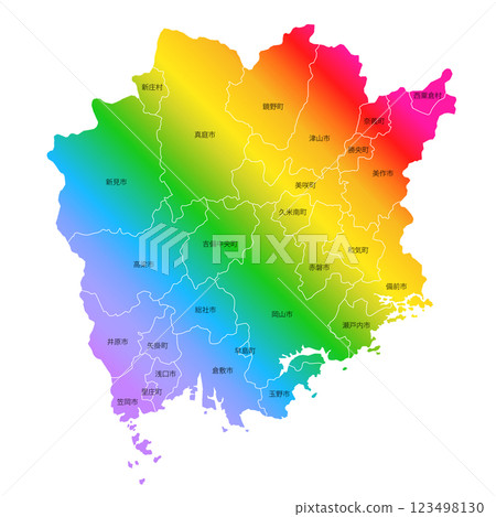 岡山縣市鎮地圖 123498130