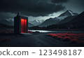 Neon-lit buildings 123498187