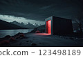 Neon-lit buildings 123498189