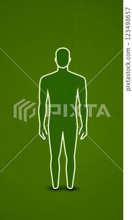 A green silhouette of a man standing in front of a green background A green silhouette of a man standing in front of a green background 123498657