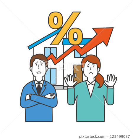 Men and women worried about rising mortgage interest rates 123499087