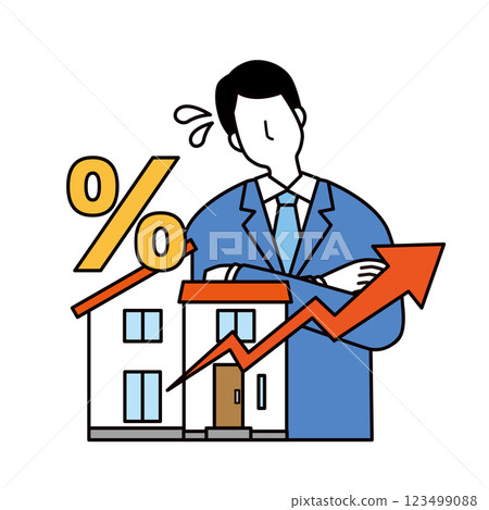 Man worried about rising mortgage interest rates 123499088