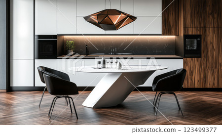 Modern Minimalist Kitchen Interiors with Elegant Design Elements Modern Minimalist Kitchen Interiors with Elegant Design Elements 123499377