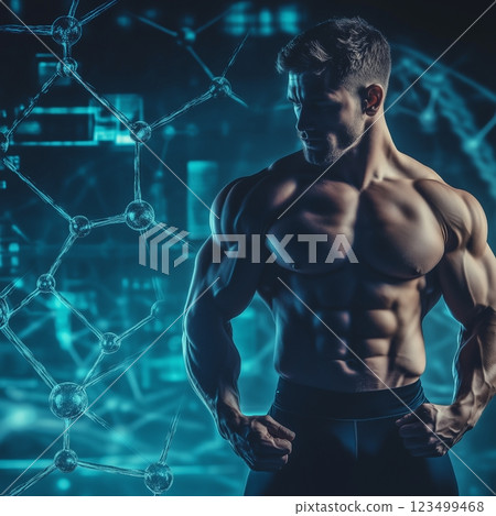 蛋白質分子結構與肌肉男 123499468