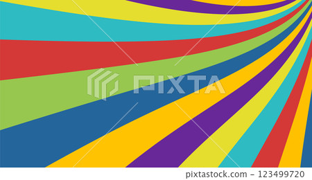 Color striped art retro background. Abstract minimalistic fun pattern. Creative vector composition with curve lines for your design and ideas 123499720