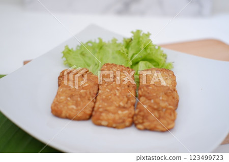 tempe goreng fried tempeh indonesian vegetarian food tempe goreng fried tempeh indonesian vegetarian food 123499723