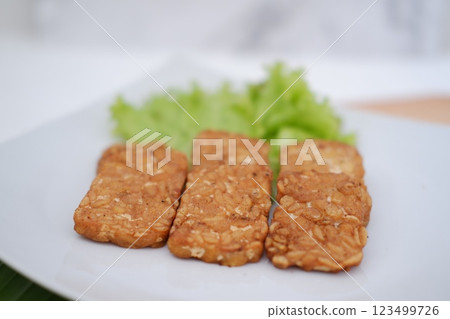 tempe goreng fried tempeh indonesian vegetarian food 123499726