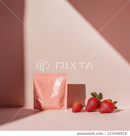 Plain protein pouch and simple background 123499818