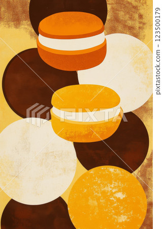 Abstract Retro Circles on Textured Background 123500179