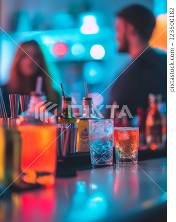 Colorful Nightlife with Drinks in a Bar 123500182