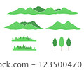 Mountains and plants (hand-drawn) 123500470